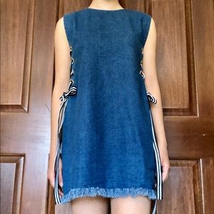 Denim Lace Up Forever 21 Mini Dress. Size L (EUC).